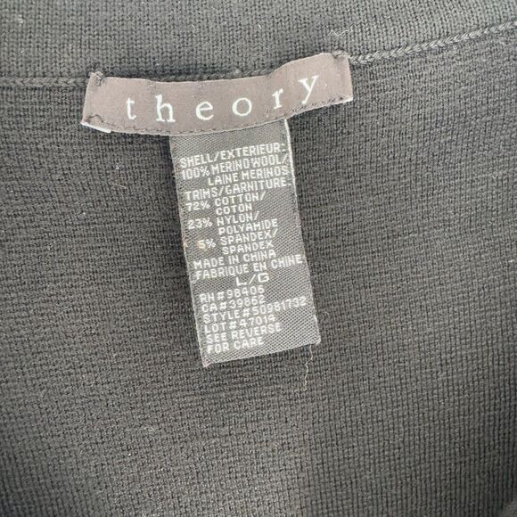 Theory Men's Sweater Black Quarter Zip Wool Cut And Sew Large - Picture 5 of 8